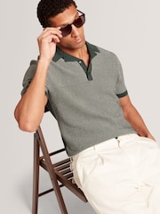 Ted Baker Green Small Gregry Stitch Knitted Polo Shirt - Image 3 of 7