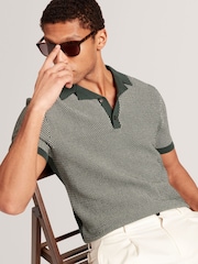 Ted Baker Green Small Gregry Stitch Knitted Polo Shirt - Image 5 of 7