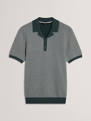 Ted Baker Green Small Gregry Stitch Knitted Polo Shirt - Image 6 of 7
