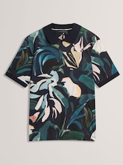 Ted Baker Black Kivem Floral Print Polo Shirt - Image 6 of 7