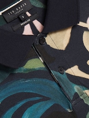 Ted Baker Black Kivem Floral Print Polo Shirt - Image 7 of 7