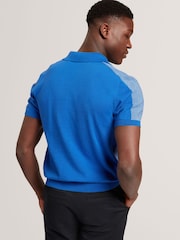Ted Baker Blue Small Gregry Stitch Knitted Polo Shirt - Image 2 of 7