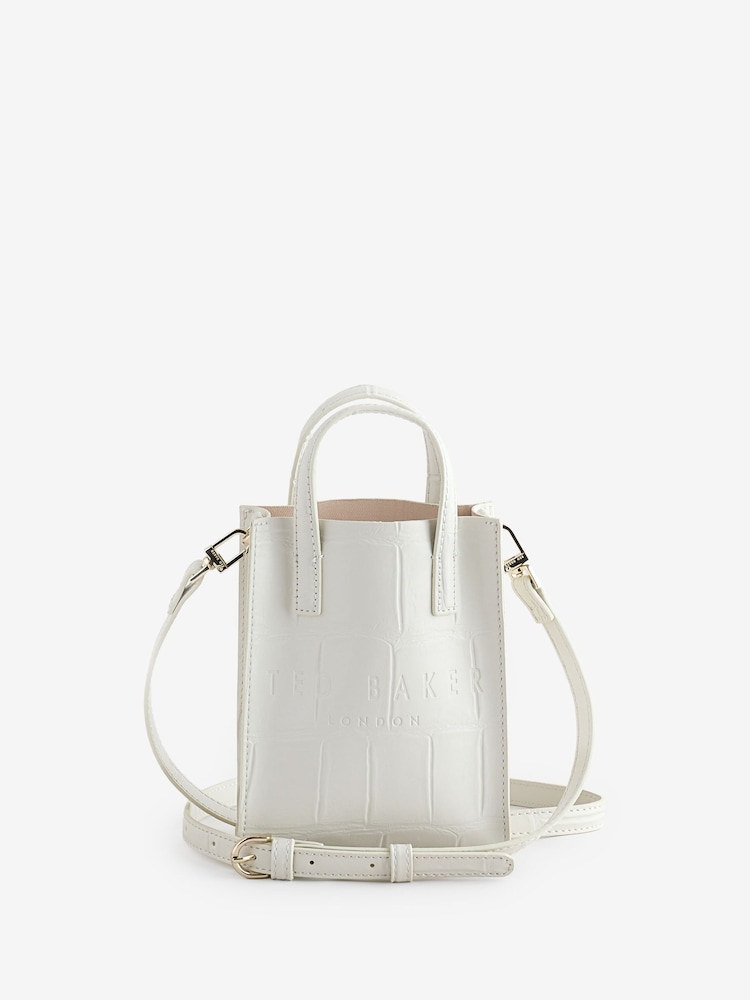 Ted Baker White Mini Gatocon Croc Effect Icon Bag - Image 1 of 5