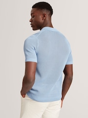 Ted Baker Blue Oversized Gillspi Jacquard Knit Floral Print Shirt - Image 2 of 7