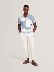 Ted Baker Blue Oversized Gillspi Jacquard Knit Floral Print Shirt - Image 3 of 7