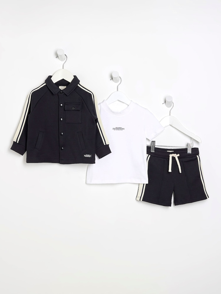 River Island Blue Boys Taped Shorts Set - Image 1 of 5