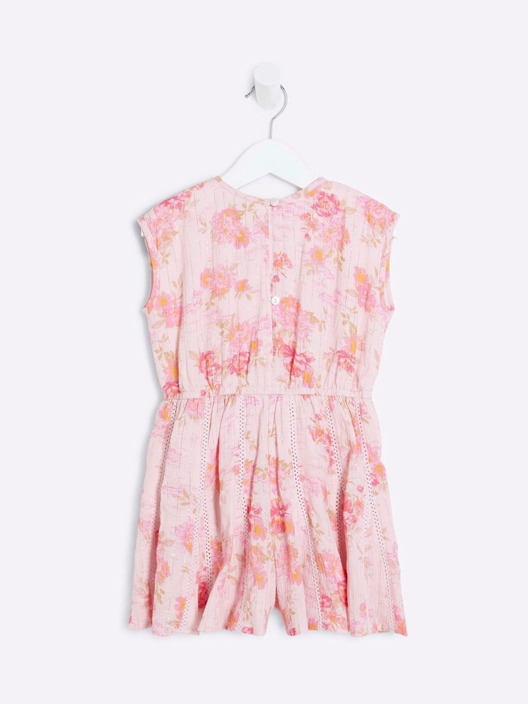 River Island Pink Girls Floral Playsuit - Image 2 of 4