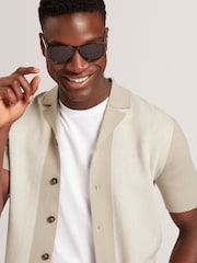 Ted Baker Green Padrig Knitted Herringbone Shirt - Image 6 of 8
