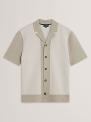 Ted Baker Green Padrig Knitted Herringbone Shirt - Image 7 of 8