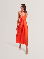 Orange - Ted Baker Beckki Tie Waist Sleeveless Midi Dress - Bild 1 von 10