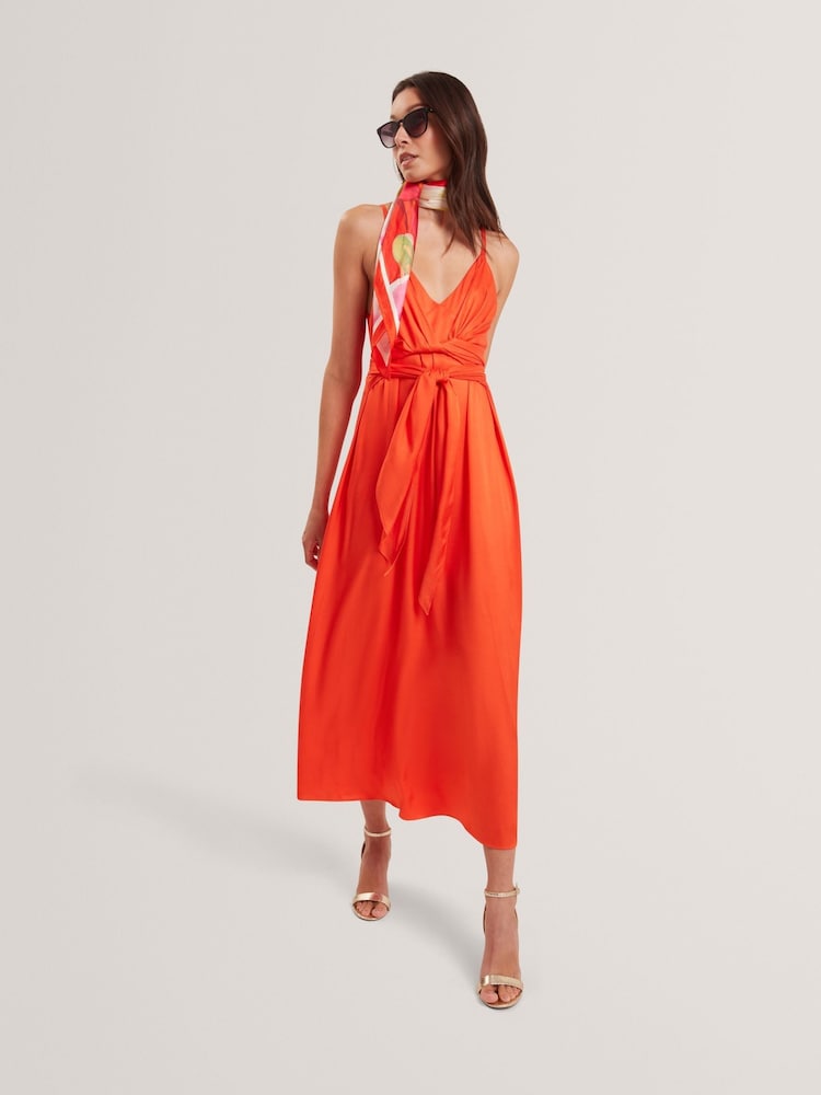 Orange - Ted Baker Beckki Tie Waist Sleeveless Midi Dress - Bild 1 von 10