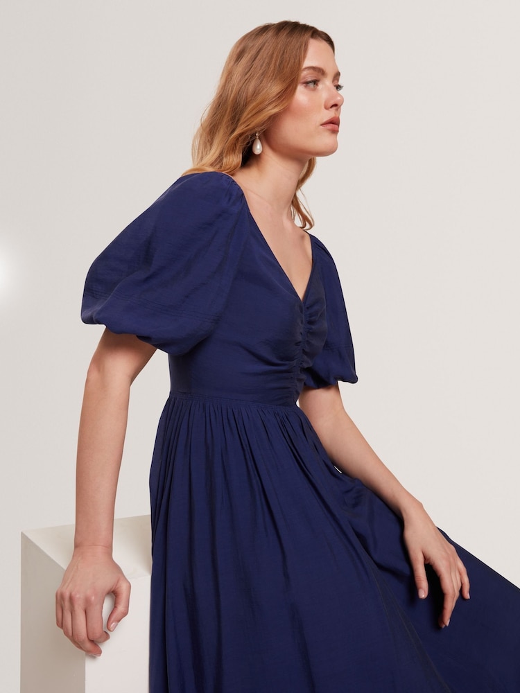 knee length dresses for ladies Ted Baker Astrydd Puff Sleeve Midi Tea Dress