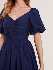 Ted Baker Blue Orlaah Puff Sleeve Ruched Detail Midi Dress - Image 5 of 7