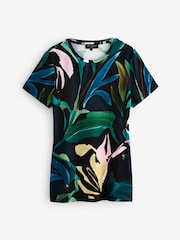 Ted Baker Black Haiiley Printed Fitted Short Sleeve T-Shirt - Image 1 of 3