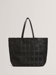 Ted Baker Black Periiee-Raffia Straw Collapsible Puzzle Bag - Image 1 of 6