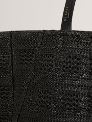 Ted Baker Black Periiee-Raffia Straw Collapsible Puzzle Bag - Image 3 of 6