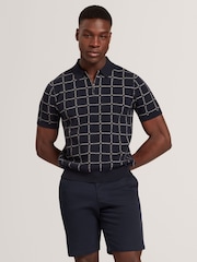 Ted Baker Blue Harlens Branded Check Polo Shirt - Image 4 of 8