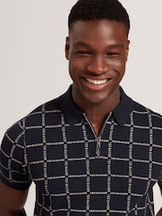 Ted Baker Blue Harlens Branded Check Polo Shirt - Image 6 of 8
