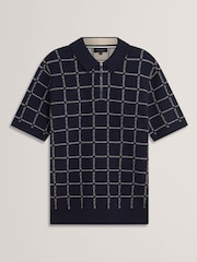 Ted Baker Blue Harlens Branded Check Polo Shirt - Image 7 of 8