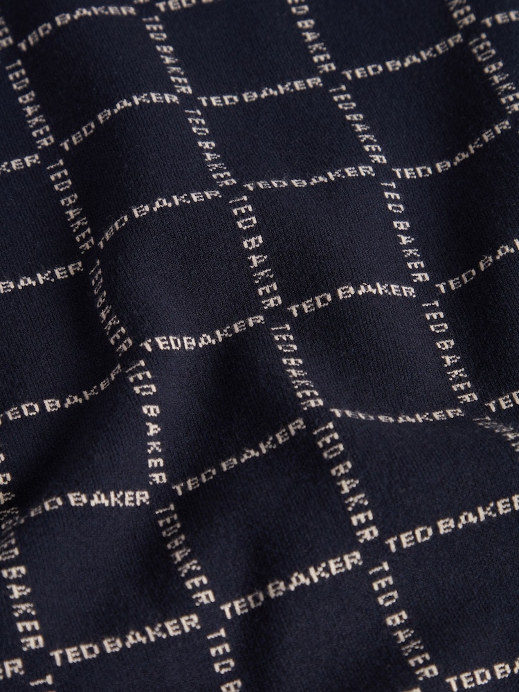 Ted Baker Blue Harlens Branded Check Polo Shirt - Image 8 of 8