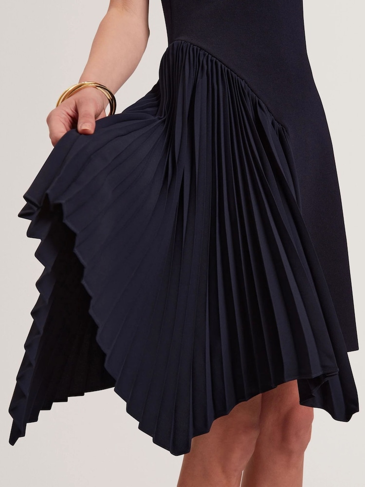Buy Ted Baker Blue Jacara Sleeveless Knit Mini Dress With Pleat Panel from  Next Indonesia