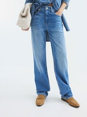 River Island Blue Straight Fit Denim Stretch Jeans - Image 1 of 4