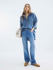 River Island Blue Straight Fit Denim Stretch Jeans - Image 2 of 4