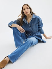 River Island Blue Straight Fit Denim Stretch Jeans - Image 3 of 4