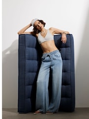 River Island Blue Denim Wide leg Pyjama Pant Jeans - Image 1 of 4