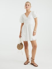 River Island White 3D Broderie Mini Dress - Image 2 of 4
