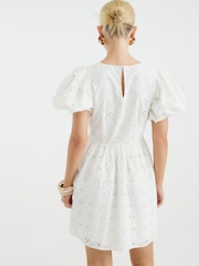 River Island White 3D Broderie Mini Dress - Image 3 of 4