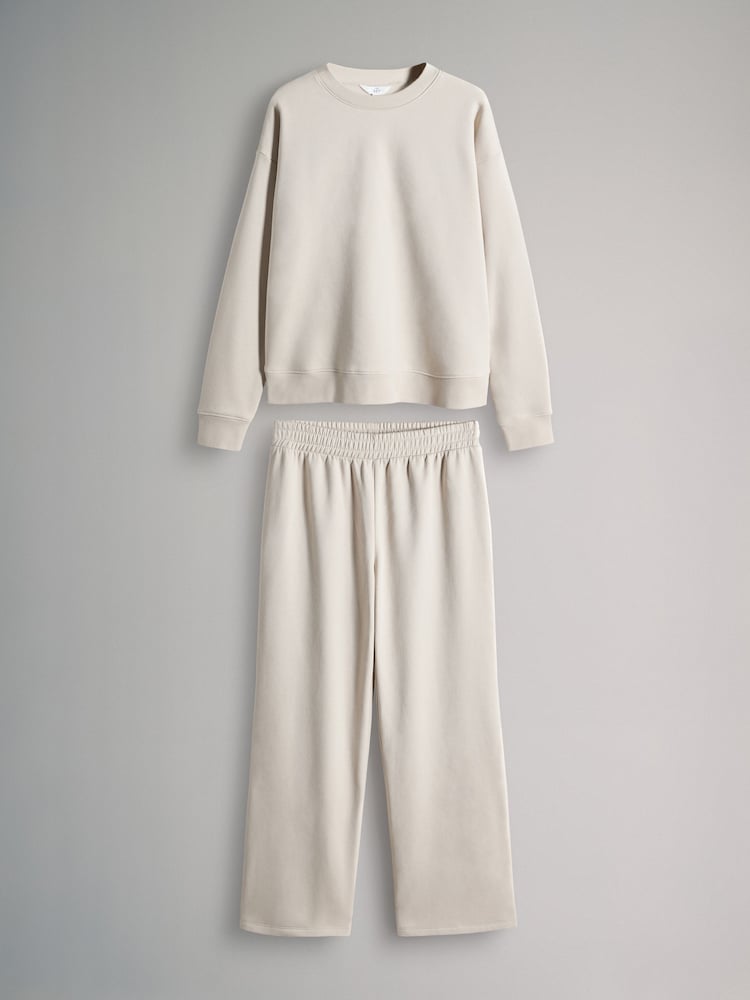 The Set Stone 2 Pack Crew Neck Sweatshirt and Wide Leg Joggers Set - Image 1 of 5