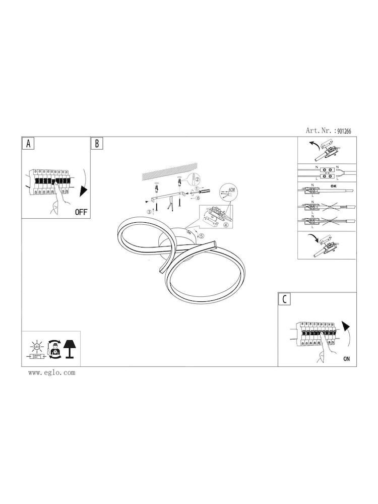 Eglo Black Serpins Aluminium & Steel Modern Ceiling Light - Image 6 of 6