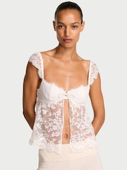 Victoria's Secret Coconut White Unlined Lace Flyaway Bra Top - Image 1 of 3