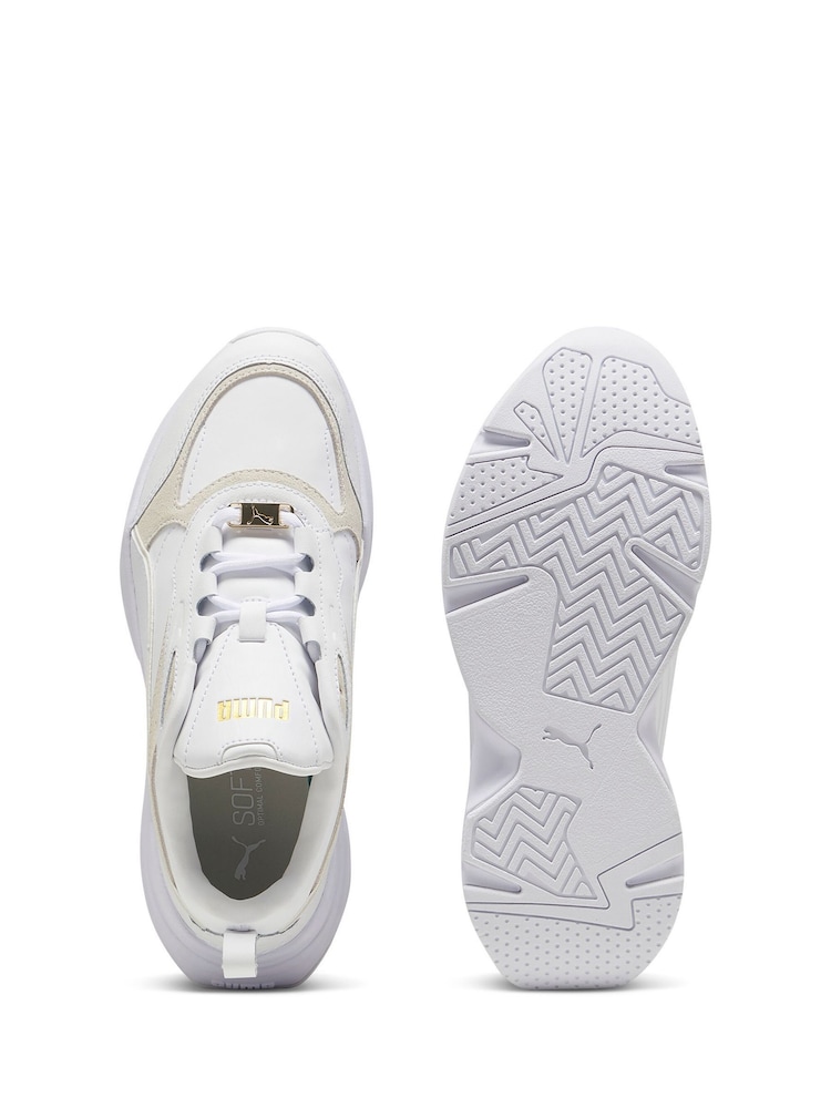 Puma White/Grey Womens Cassia Lux Sneakers - Image 4 of 6