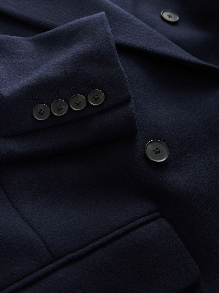 Navy Blue N. Premium Wool Blend Long Coat - Image 10 of 10