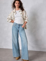 Ecru Bird Print Cotton Worker Jacket - Image 2 of 8