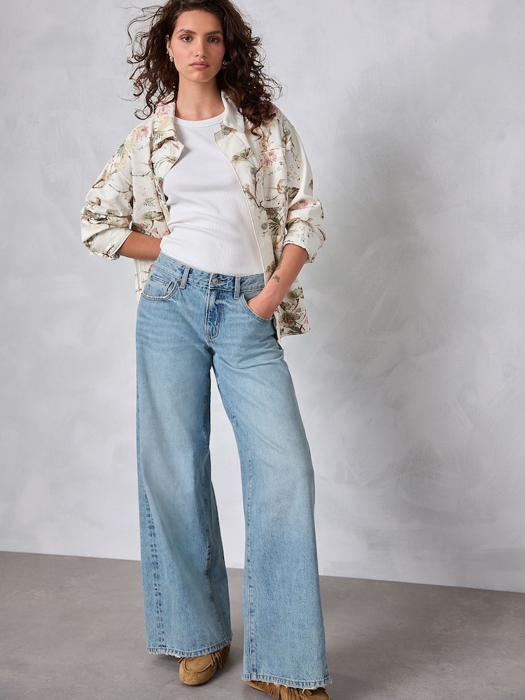 Ecru Bird Print Cotton Worker Jacket - Image 2 of 8