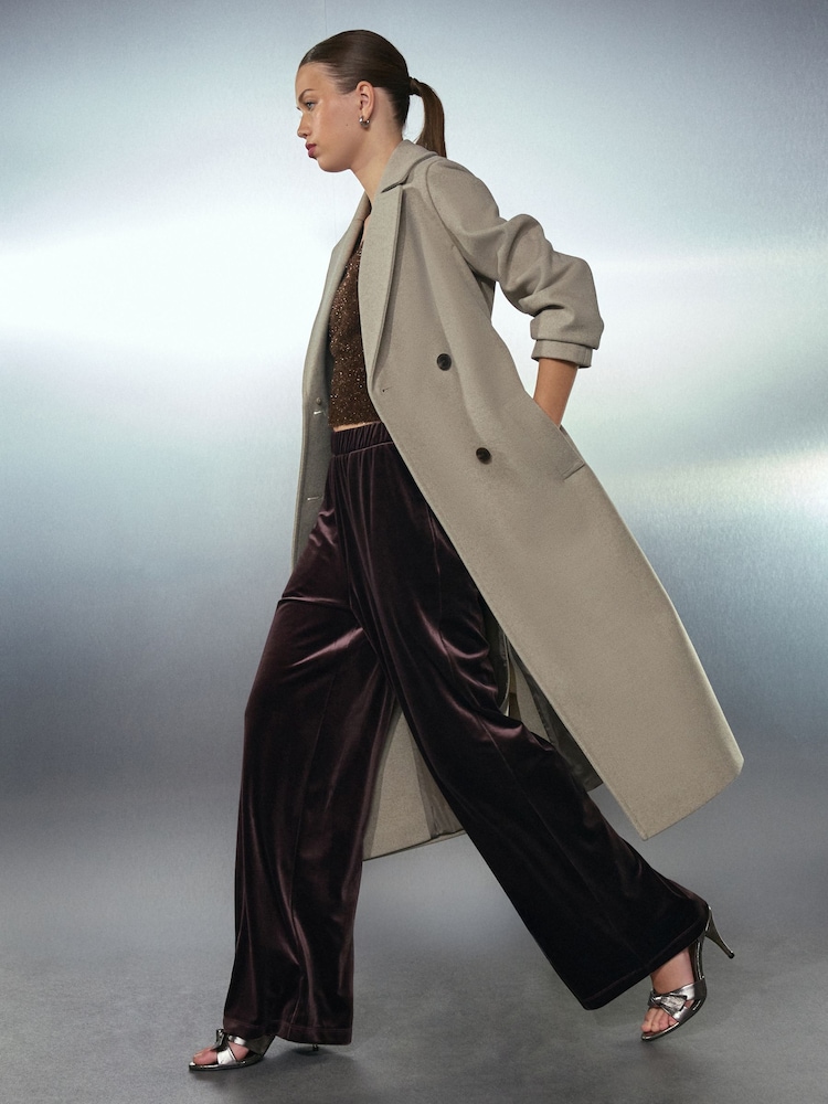 Stone Belted Coat with Faux Fur Detachable Collar - Image 2 of 11