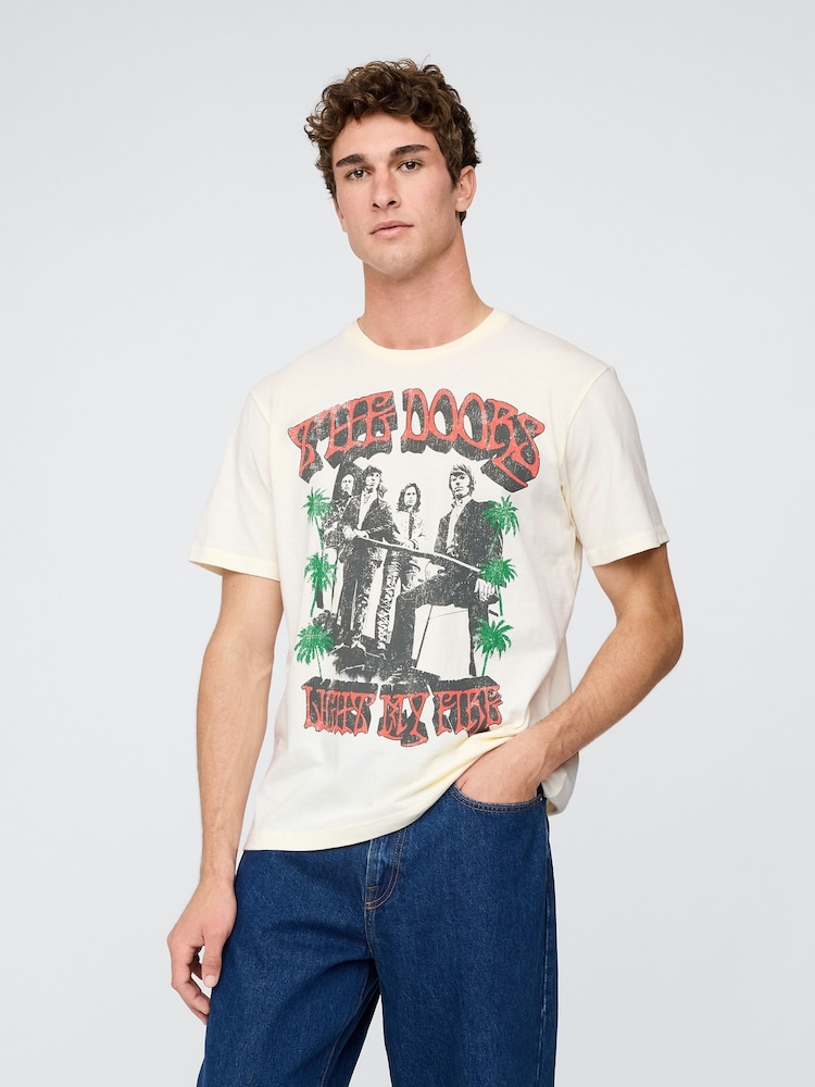 Gap Cream The Doors Short Sleeve Graphic Band T-Shirt - Image 1 of 5