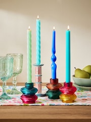 Unscented Blue Bright Collection Taper Candles Set of 4 - Image 1 of 5