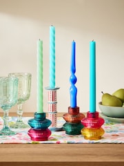 Unscented Blue Bright Collection Taper Candles Set of 4 - Image 2 of 5