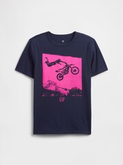Gap Navy/Blue Graphic Crew Neck Short Sleeve T-Shirt (4-13yrs) - Image 1 of 3