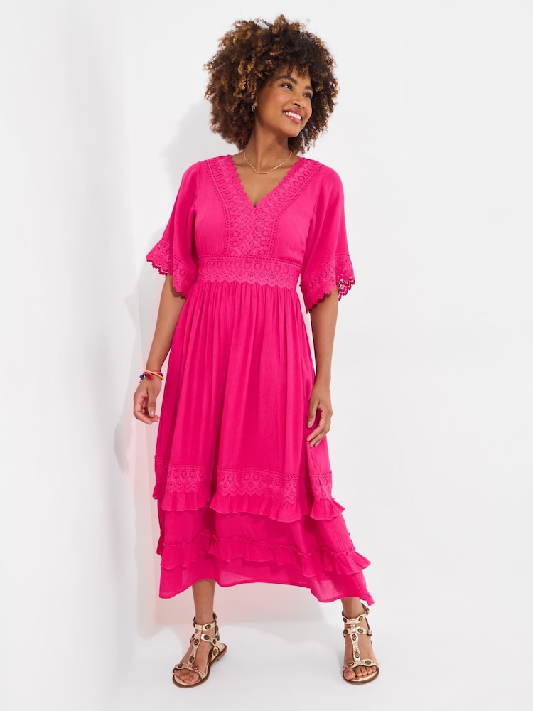 Joe Browns Pink Lace Trim Boho Maxi Dress - Image 1 of 5