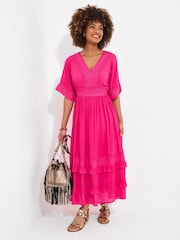 Joe Browns Pink Lace Trim Boho Maxi Dress - Image 3 of 5