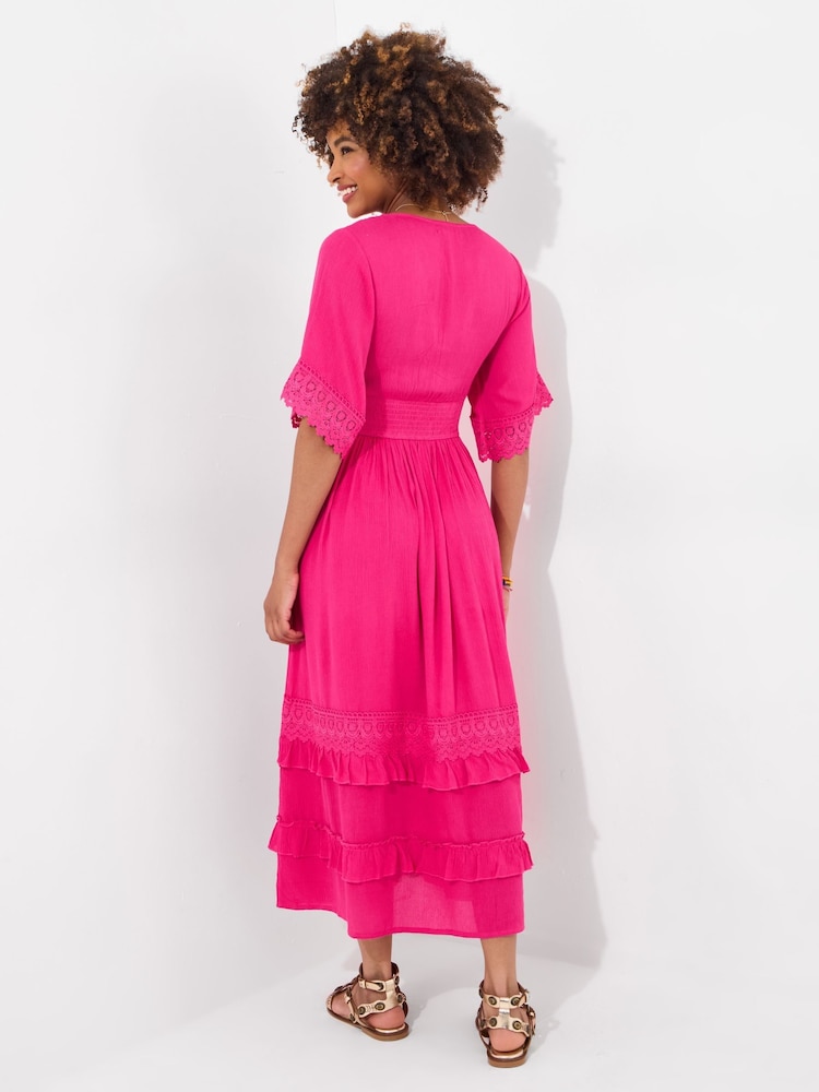 Joe Browns Pink Lace Trim Boho Maxi Dress - Image 4 of 5