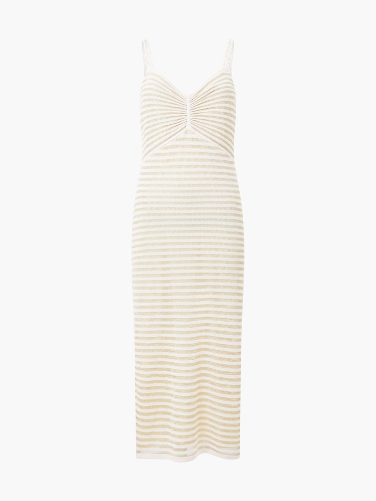 French Connection Cream 100% Cotton Jerry Knit Strappy Dress - Image 3 of 3