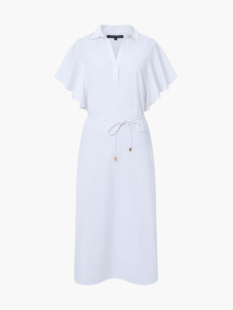 French Connection White Cambria 100% Cotton Belted Dress - Image 1 of 1