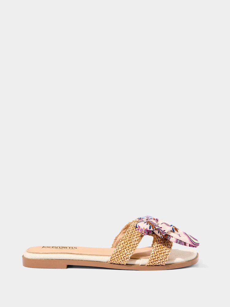 Joe Browns Natural Paisley Bow Woven Sole Sliders - Image 1 of 4