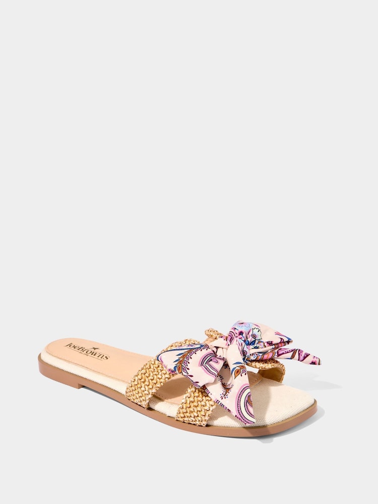 Joe Browns Natural Paisley Bow Woven Sole Sliders - Image 2 of 4